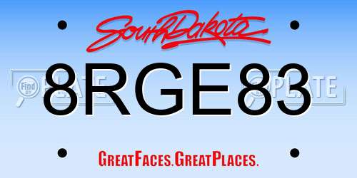 8RGE83 South Dakota License Plate