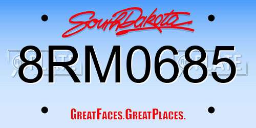 8RM0685 South Dakota License Plate