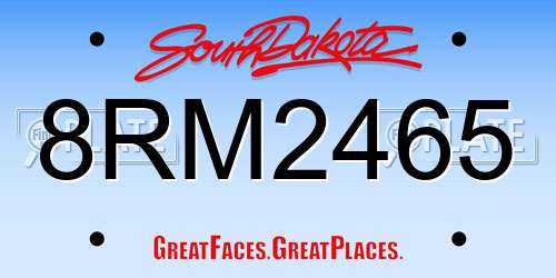 8RM2465 South Dakota License Plate