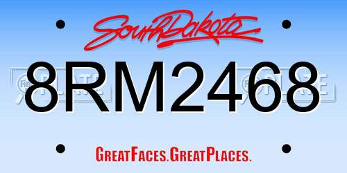 8RM2468 South Dakota License Plate