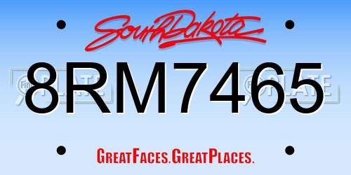 8RM7465 South Dakota License Plate