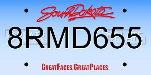 8RMD655 South Dakota License Plate