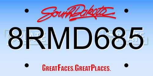 8RMD685 South Dakota License Plate