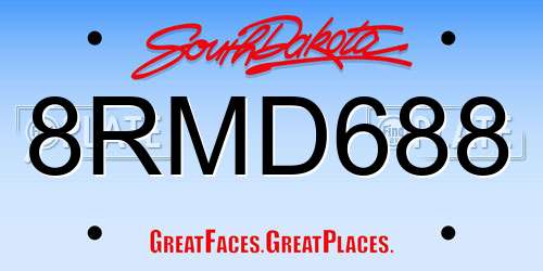 8RMD688 South Dakota License Plate