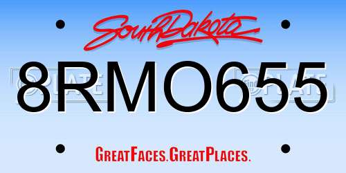8RMO655 South Dakota License Plate