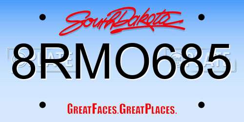 8RMO685 South Dakota License Plate