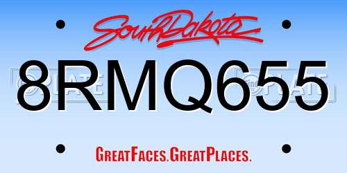 8RMQ655 South Dakota License Plate