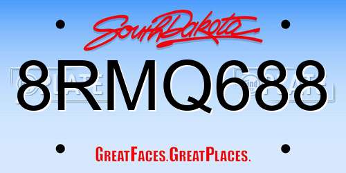 8RMQ688 South Dakota License Plate