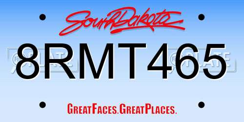 8RMT465 South Dakota License Plate