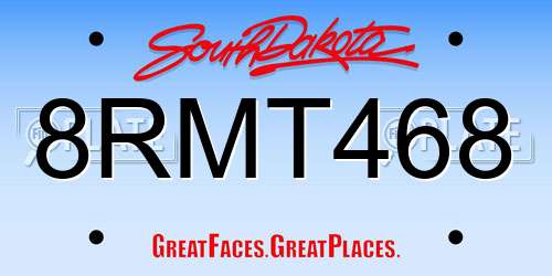 8RMT468 South Dakota License Plate