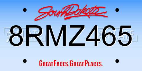 8RMZ465 South Dakota License Plate