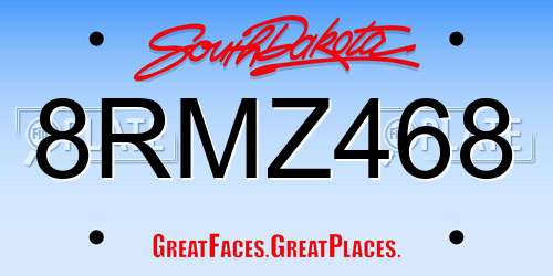 8RMZ468 South Dakota License Plate