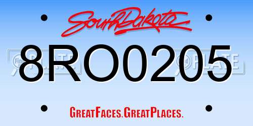 8RO0205 South Dakota License Plate