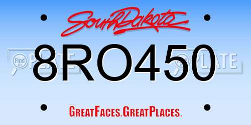 8RO450 South Dakota License Plate