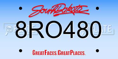 8RO480 South Dakota License Plate