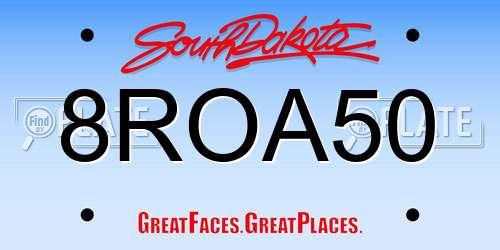8ROA50 South Dakota License Plate