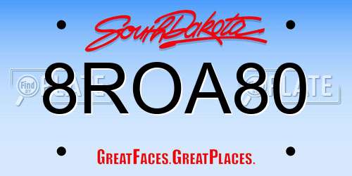 8ROA80 South Dakota License Plate