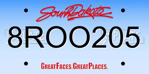 8ROO205 South Dakota License Plate