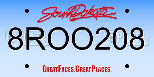 8ROO208 South Dakota License Plate