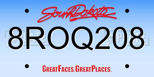 8ROQ208 South Dakota License Plate