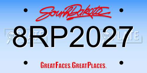 8RP2027 South Dakota License Plate