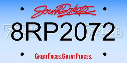 8RP2072 South Dakota License Plate