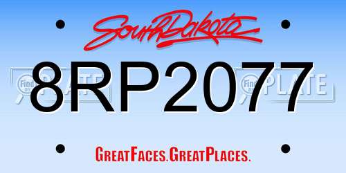 8RP2077 South Dakota License Plate