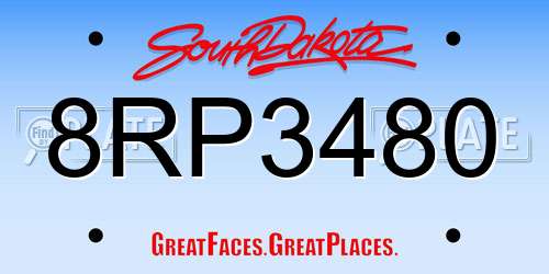 8RP3480 South Dakota License Plate