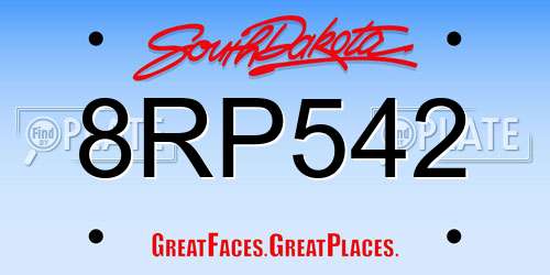 8RP542 South Dakota License Plate