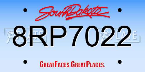 8RP7022 South Dakota License Plate