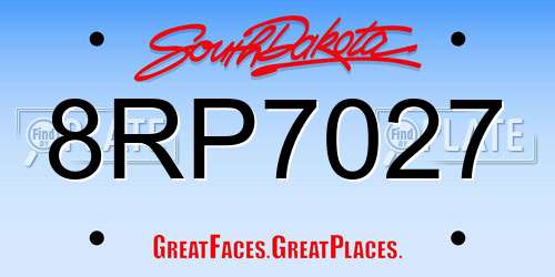 8RP7027 South Dakota License Plate