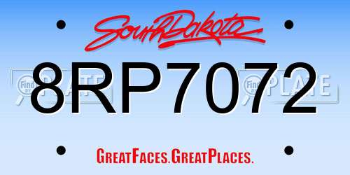 8RP7072 South Dakota License Plate