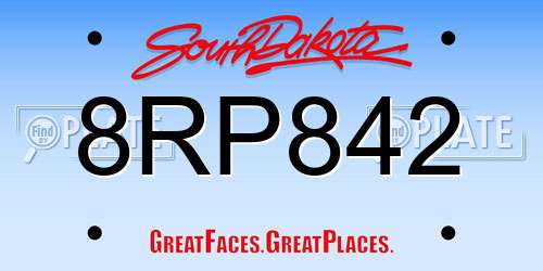 8RP842 South Dakota License Plate