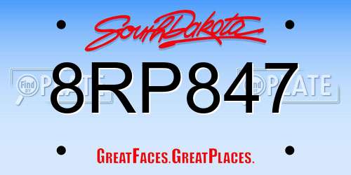 8RP847 South Dakota License Plate