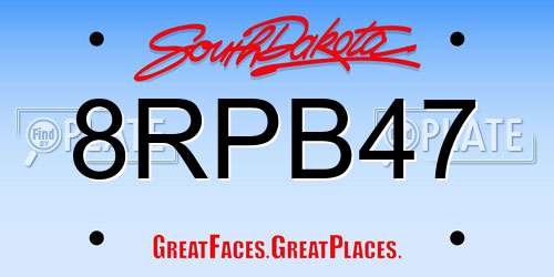 8RPB47 South Dakota License Plate