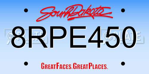 8RPE450 South Dakota License Plate