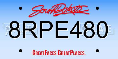 8RPE480 South Dakota License Plate