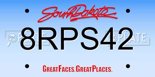 8RPS42 South Dakota License Plate