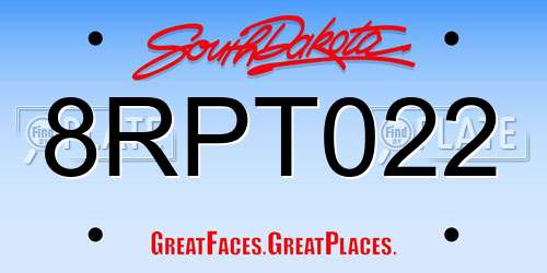 8RPT022 South Dakota License Plate