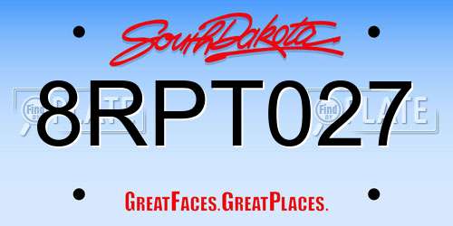 8RPT027 South Dakota License Plate