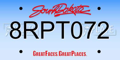8RPT072 South Dakota License Plate