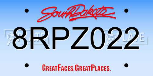 8RPZ022 South Dakota License Plate