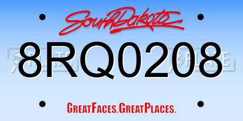 8RQ0208 South Dakota License Plate
