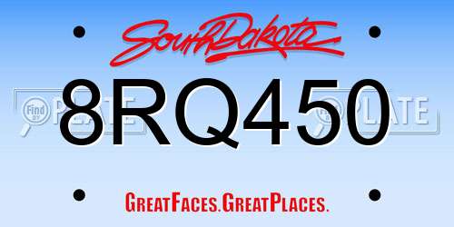 8RQ450 South Dakota License Plate