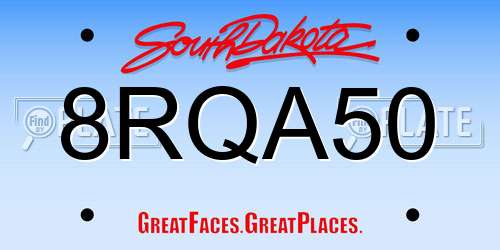 8RQA50 South Dakota License Plate