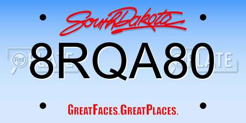 8RQA80 South Dakota License Plate