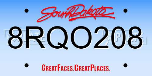 8RQO208 South Dakota License Plate