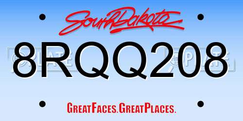 8RQQ208 South Dakota License Plate