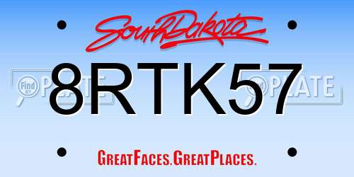 8RTK57 South Dakota License Plate