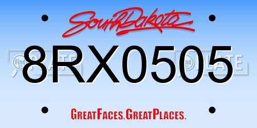 8RX0505 South Dakota License Plate